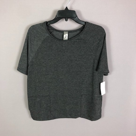 Go Couture Gray Short Sleeve Round Neck Casual Solid Pocket Shirt Sz Med… - Picture 2 of 7